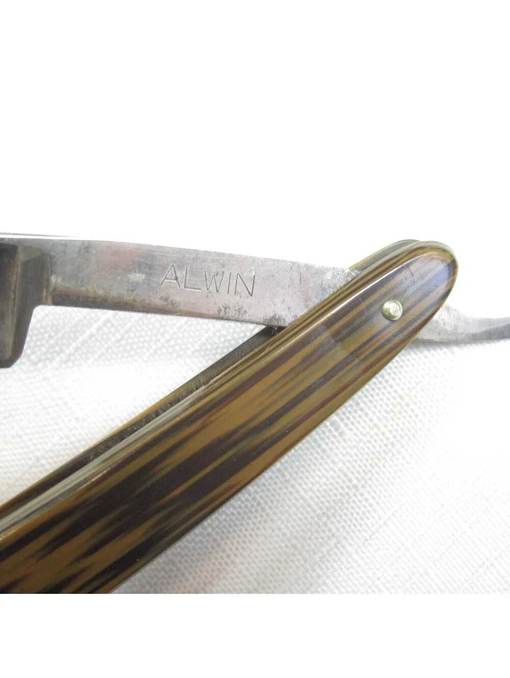 Antique Alwin Straight Razor Ontario Cutlery Co. Geneva NY with Pony Coffin Box